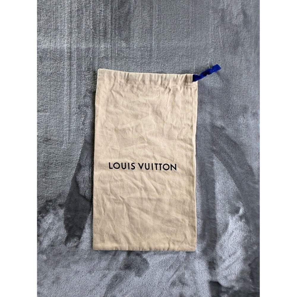 Louis Vuitton Dust Bag Beige Cotton Blue Drawstring 14.5 x 9 Medium Storage